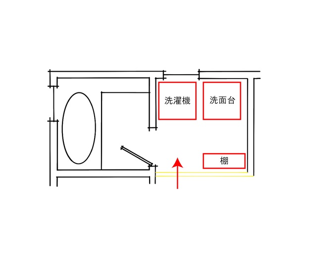 1坪の洗面脱衣室 の出入り口はどっち 株式会社司不動産